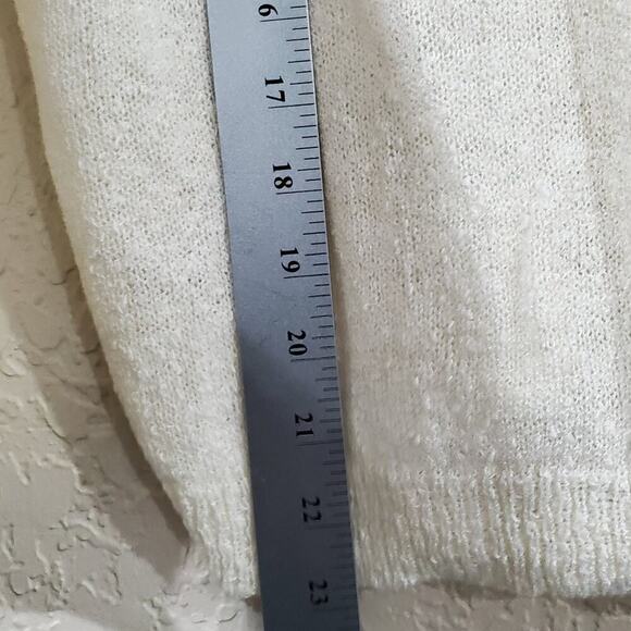Vintage Sweater Womens Medium 70s Cream Ruffles Cottage Coquette Preppy Neutral - Picture 5 of 8